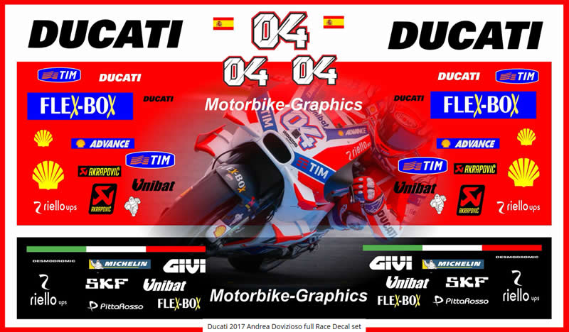 Ducati 2017 Andrea Dovizioso Full Race Decal Set